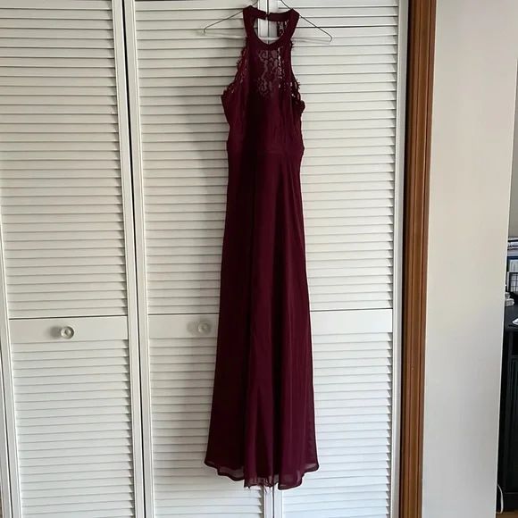 blue dress for baby girl Burgundy Velvet Floor Length Mismatched Bridesmaid Dresses, Dress A main image 0